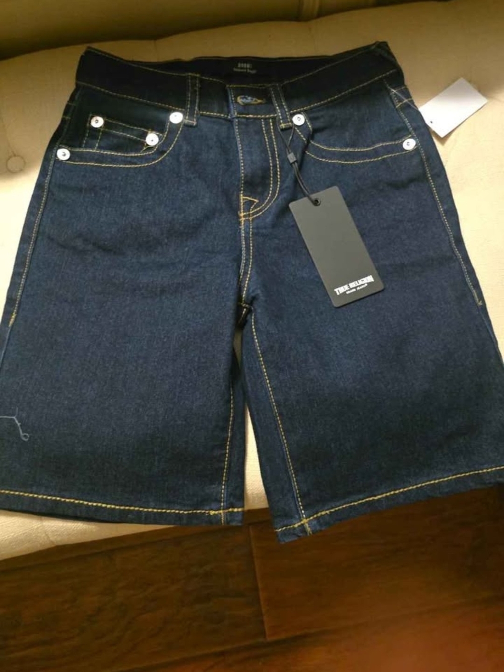 True Religion Dark Blue Denim Kids Shorts Sz 8 NwT